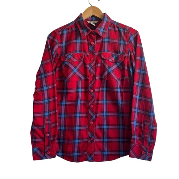 Duluth Womens Small Red and Blue Plaid Button Up Shirt - Picture 1 of 6